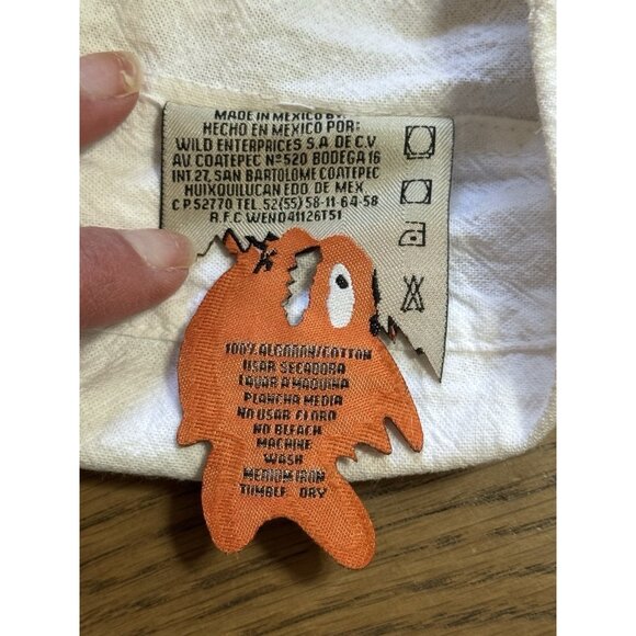 Pirana‎ Joe White Cotton Button Down Size Medium Beach Travel Vacation Preppy - Picture 8 of 10